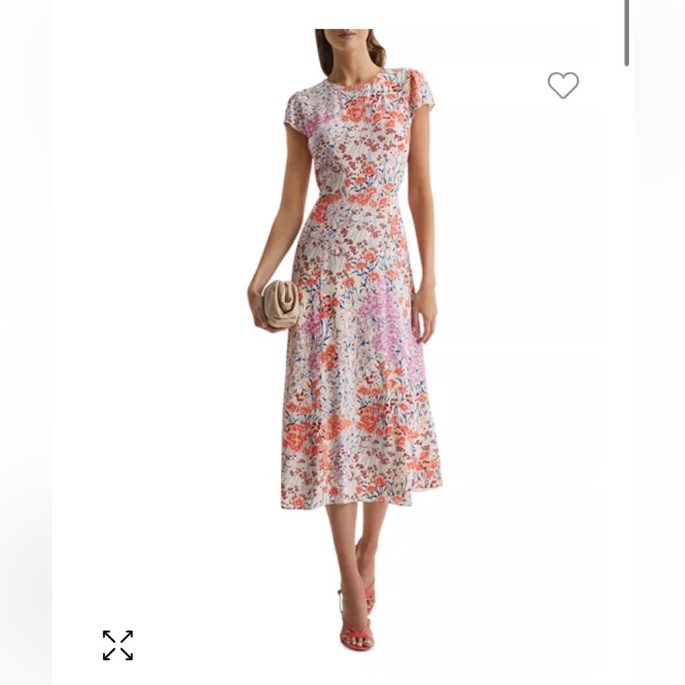 Reiss Luna Meadow Print Cap Sleeve Dress